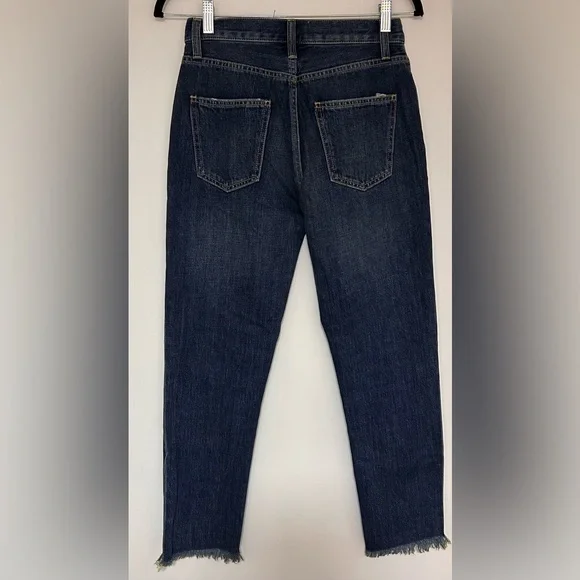 Current/Elliot Women’s Exposed Button Fly Vintage Ankle Raw Hem Jeans Size 25 Ankle & Cropped